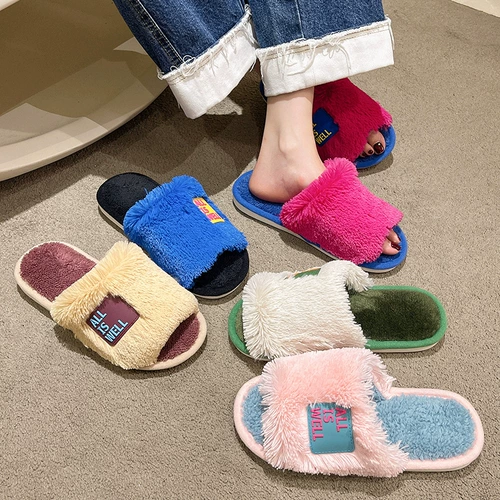 Флисовые удерживающие тепло универсальные тапочки, осенние, коллекция 2022, в корейском стиле