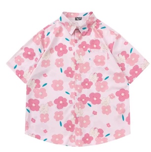 American-Style Trendy Brand Transparent Butterfly All-Over Print Short-Sleeve Shirt, Unisex, Summer Loose Star Five-Quarter Sleeve Thin Shirt