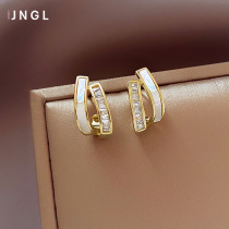 Jinglei shell double earrings female fashion light luxury niche earrings exquisite advanced earrings Korean earrings