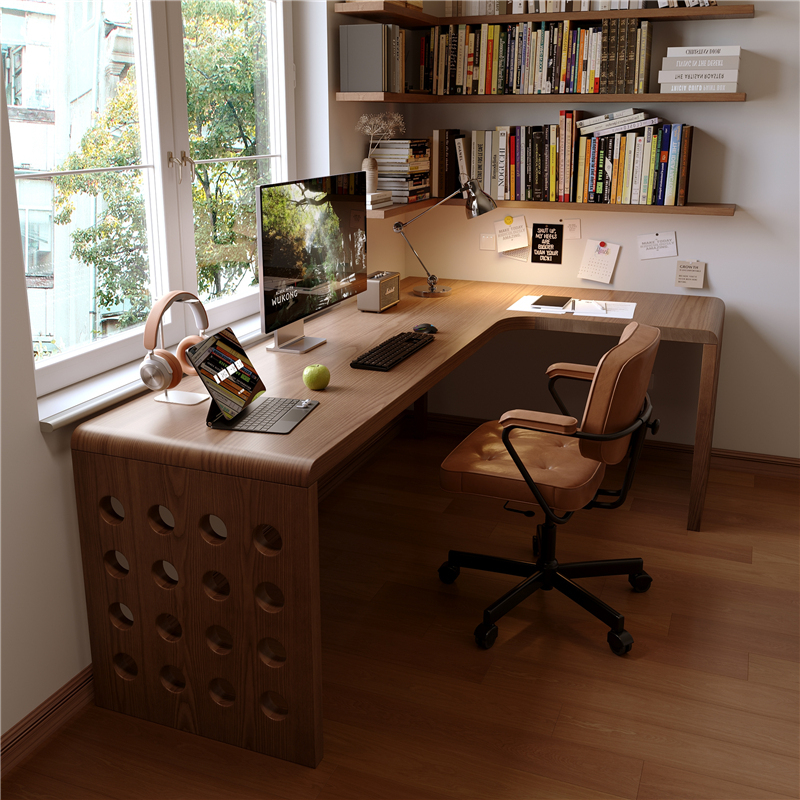 All Solid Wood Corner Desk Bedroom Home Wall-Mounted Computer Desk 7-Shaped L-Shaped Double Corner Office Desk Workbench