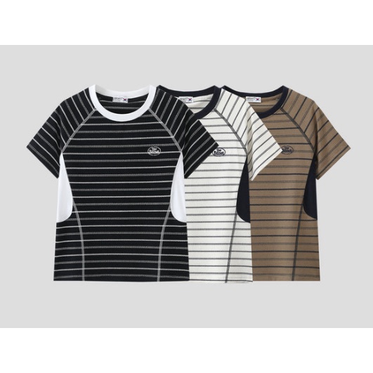 82106-Eight-Stripe Color-Blocked Short-Sleeve Top 82106-Eight-Stripe Color-Blocked Short-Sleeve Top