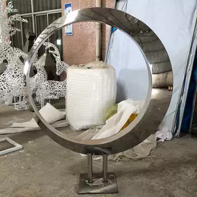 Stainless steel sculpture custom white steel large metal landmark building color steel real estate garden city landscape manufacturer