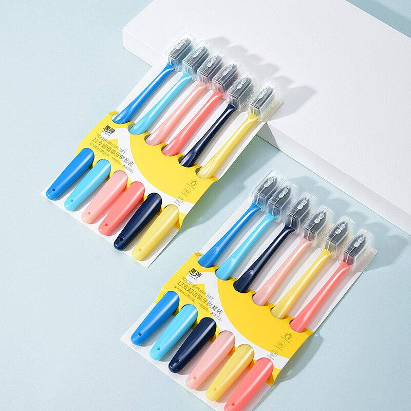 Huixun 12 pack adult men and women slender silk soft hair toothbrush family pack travel pack teeth cleaning toothbrush