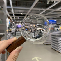 Japanese wooden handle glass small milk cup milk can coffee extraction cup pouring milk jug mini wooden handle western food sauce cup