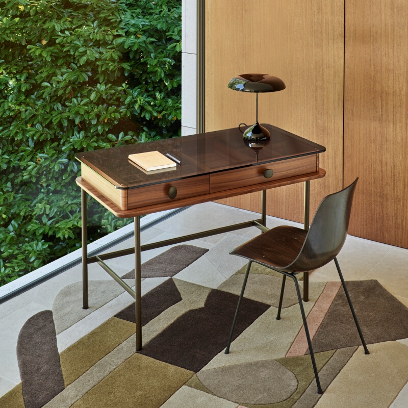 Indiscret Modern Light Luxury Study Metal Writing Desk Solid Wood Office Desk Makeup Table