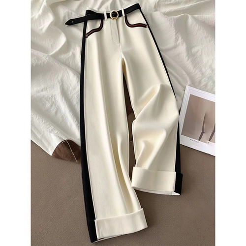 Утепленные зимние белые штаны, премиум класс, высокая талия, свободный прямой крой