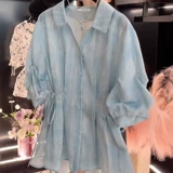 Корсет, летняя модная рубашка, французский стиль, V-образный вырез, по фигуре