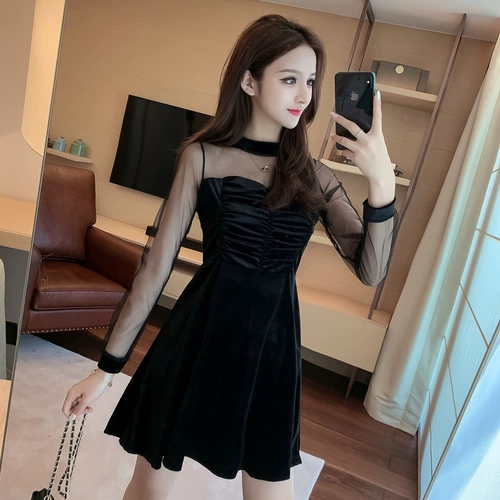 Лонгслив, бархатное платье, мини-юбка, юбка, А-силуэт