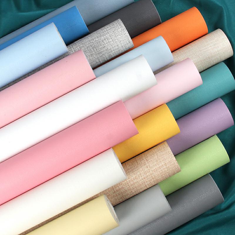 Vegetarian Nordic Wind University Dormitory Self-Sticking Wallpaper Bedroom Cozy Dorm Room Decorations Ins Pure Color Wallpaper Brief