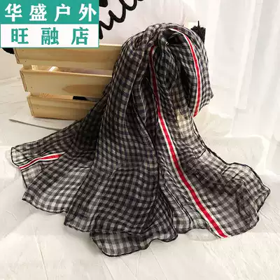 2021 spring new silk scarf ladies shawl thin plaid scarf female shawl Muslim headscarf