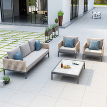Outdoor Sofa Rattan Sofa Combined Rattan Glass House Casual Outdoor Open-air Patio Cane sofa Double furniture