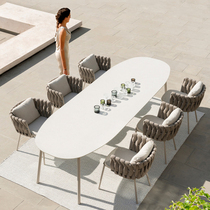 Outdoor table and table rattan choreography table combined patio open-air outdoor casual rattan chairs Villa Balcony Three Pieces of furniture