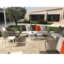 Outdoor Rattan Sofa Tea Table Combined Patio Hotel Folk Hotel Garden Balcony Casual Lying Bed Sunscreen Sunscreen Three Sets