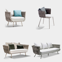 Nordic Rattan Sofa Patio Outdoor Vines Chair Sofa Combo Hotel Open-air Outdoor Casual Webbing Waterproof furniture