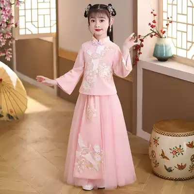 Children's Hanfu Girls Costume Super fairy Chinese style skirt summer baby Tang suit Princess one-piece dress Spring and Autumn New
