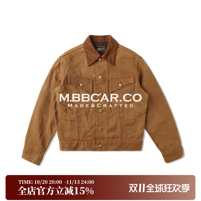 Mbbcar Narrow-Width Western Series Trucker 16oz Heavy Waxed Corduroy Third-Generation Short Jacket