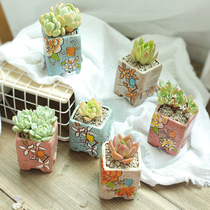 Creative Minimalist Hand-painted Multi-Meat Flower Pot Vegetarian Fever Retro Korean Style Coarse Pottery Meat Master Special Price Size Flower Pots