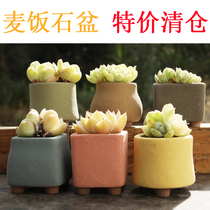 Medical stone Multi-meat flower pot by hand coarse pottery Breathable Creative Retro bursting Large green plant Thumb Flower Pot special price
