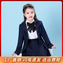 Girls spring suit jacket suit little girl model show fashion western style childrens suit three-piece full set