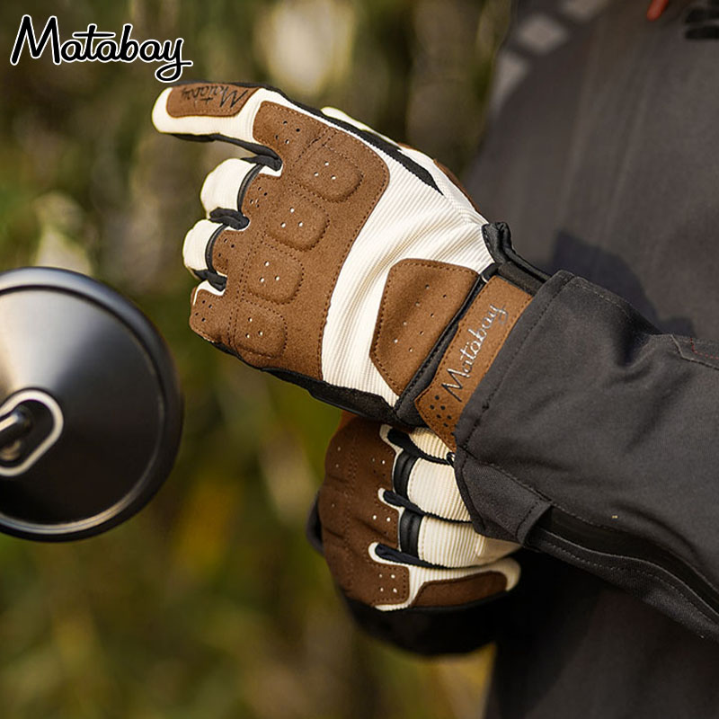 motoboy summer motorcycle riding gloves vintage breathable anti-fall wear-resistant touch screen biker rider gloves