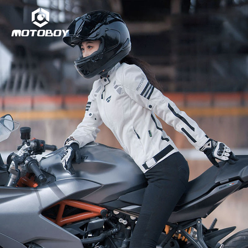 motoboy机车夏季骑行服女赛车机车服女四季防摔防水女士骑行服