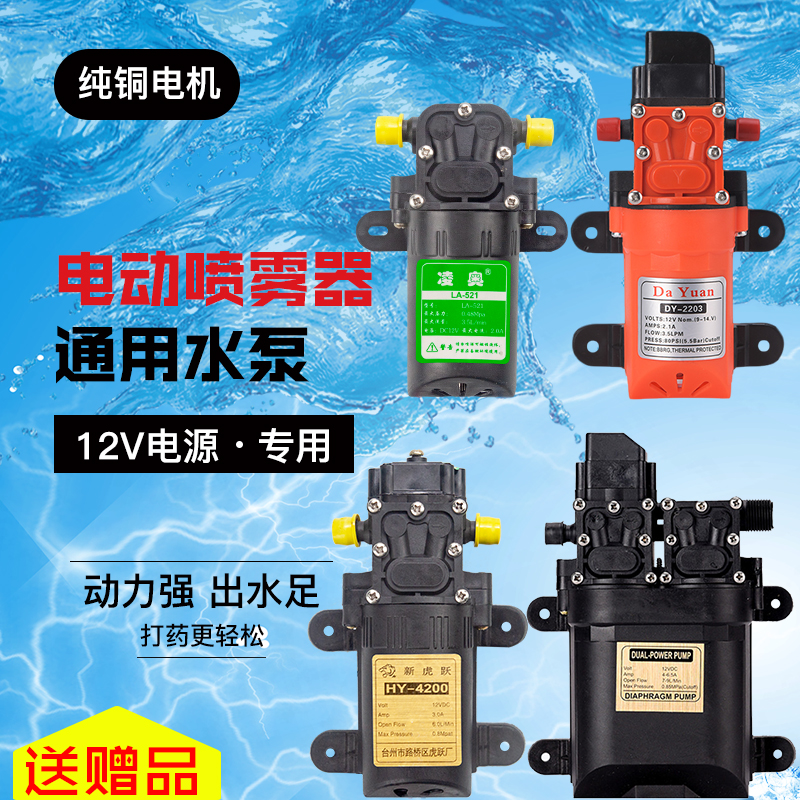 12v volt agricultural electric sprayer water pump motor watering flower fruit tree nursery spray high pressure diaphragm self-priming pump