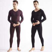 German velvet mens seamless thermal underwear suit thickened plus velvet constant temperature self-heating youth bottoming autumn clothes long pants winter