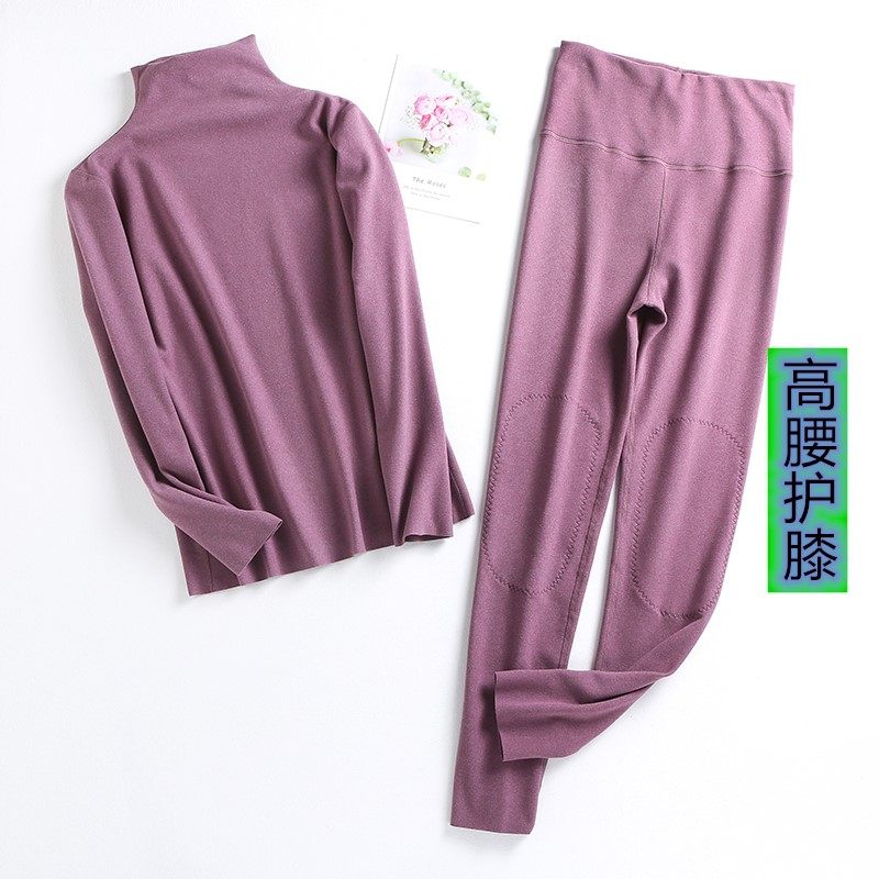 Heat underwear in high-collar Develt without trace lady autumn pants in autumn knee-shaft winter tight body warming suit