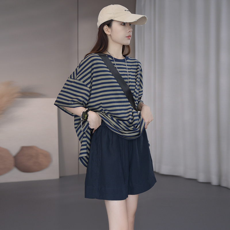 Shuoge | Lyocell Ice-Feel Casual Relaxed High-Waisted Wide-Leg Shorts for Women, Summer Five-Point Shorts, A-Line Style 24532