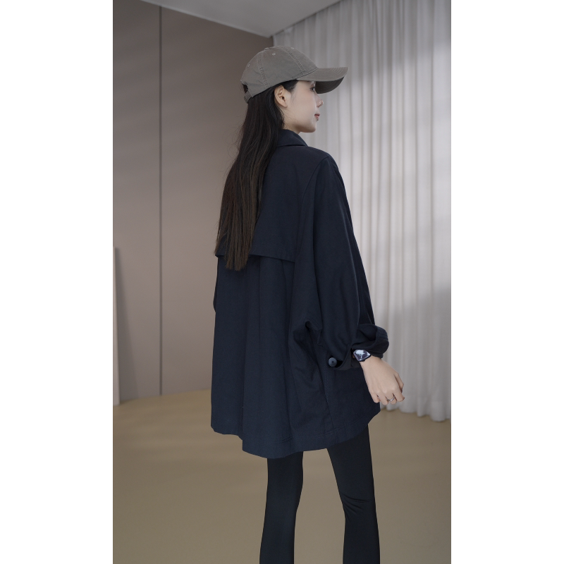 Shuoge |   Casual Lyocell [Fleece-Lined] Cape-Style Trench Coat, High-Quality Silhouette, Covers the Body, Large Size Jacket 37440