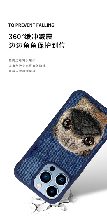 Nimmy Embroidered New Cute Pug Dog, Panda, Cat, Mouse Plush High End Premium 15, 15 Plus, 15 Pro, 15 Pro Max iPhone Case