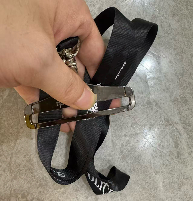 Black Unit Work Id Card Lanyard with Stainless Steel Card Holder