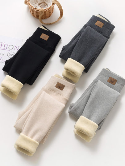 Korean Lamb Wool Leggings for Women, Autumn and Winter, Fleece-Lined, Thickened, Outerwear, One-Piece Pants, Plus Size, Extra Thick, Warm Cotton Pants