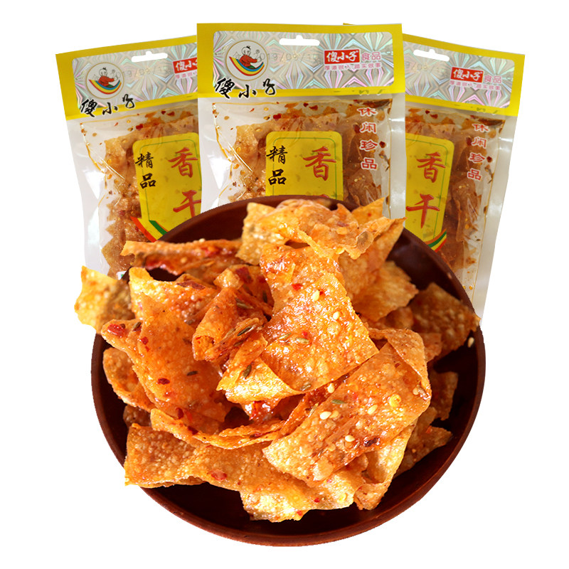 Silly boy spicy fragrant bean dried spicy strips Hunan specialty bean skin nostalgic snack food snack snack cleverly fried and roasted