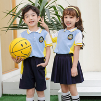 Kindergarten Garden Clothing Summer New Children Class Sportswear Athletic Suit College Wind Blue Yellow Short Sleeve Dress Elementary School Uniforms