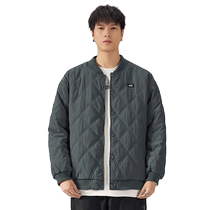Jeep diamond cotton coat mens autumn and winter warm black coat 2024 new baseball collar loose trendy cotton coat