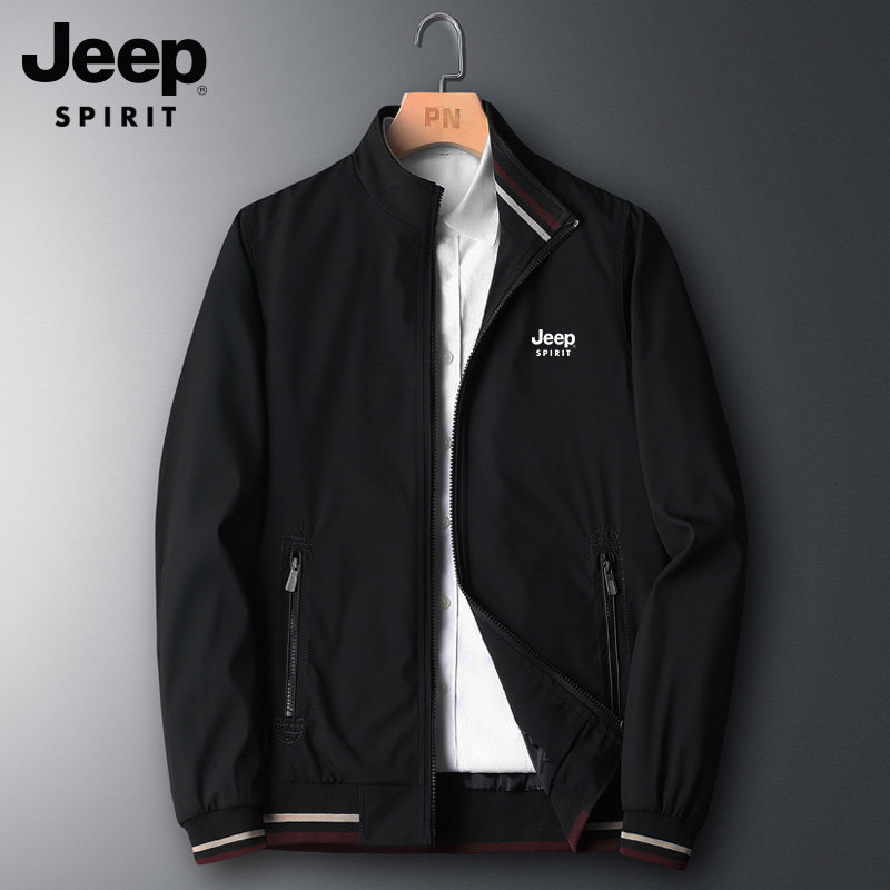 JEEP Men Casual Jackets Business Standings Collar Clothes Spring Autumn New Men's Loose Senior Jersey Jacket Man-Taobao