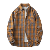 Jeep plaid shirt mens Japanese retro top 2024 spring new trendy simple casual shirt jacket