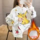 Màu đỏ ròng Pikachu dễ thương dài giữa cộng với nhung dày có mũ áo len phụ nữ 2020 áo khoác phong cách lười biếng mùa thu và đông - Thể thao lông cừu / jumper