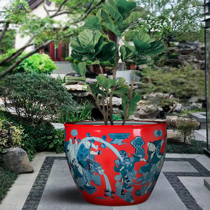 Jingdezhen tank water lily cylinder goldfish bowl cycas bonsai trees to raise a flower pot king garden ceramics sitting room