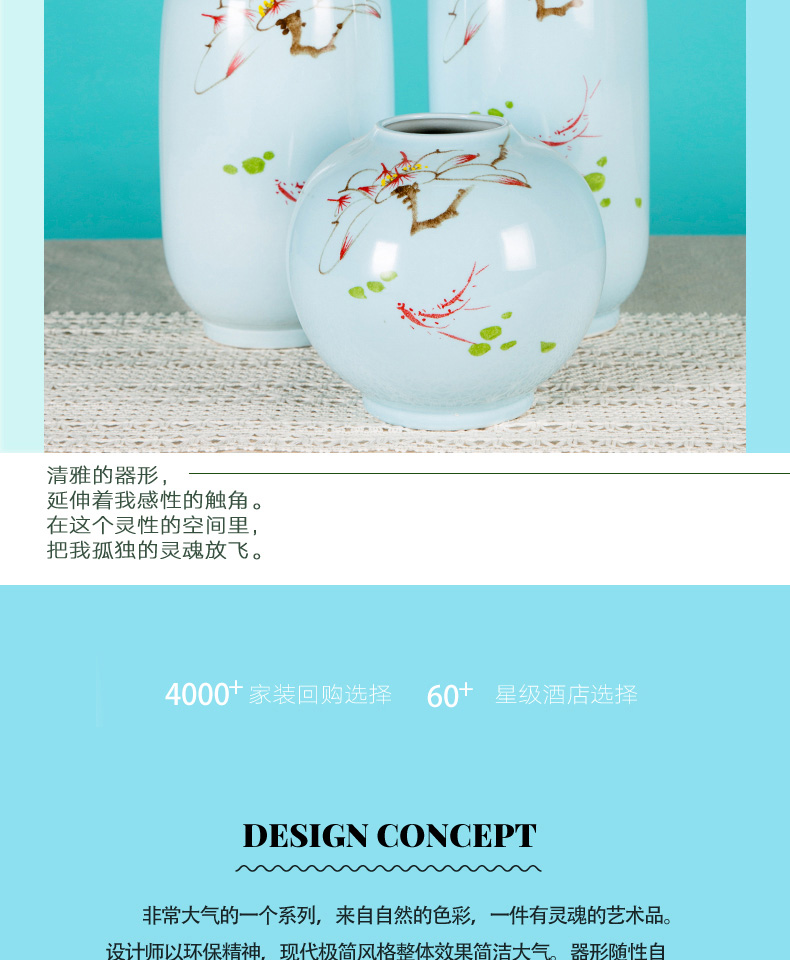 Flower arranging dried flowers of jingdezhen ceramics floret bottle furnishing articles sitting room of new Chinese style household adornment handicraft TV ark