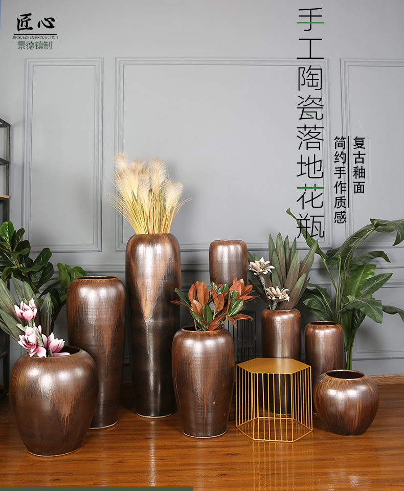 Retro POTS of jingdezhen ceramic vase of large sitting room the hotel Chinese flower arranging dried flowers porcelain furnishing articles