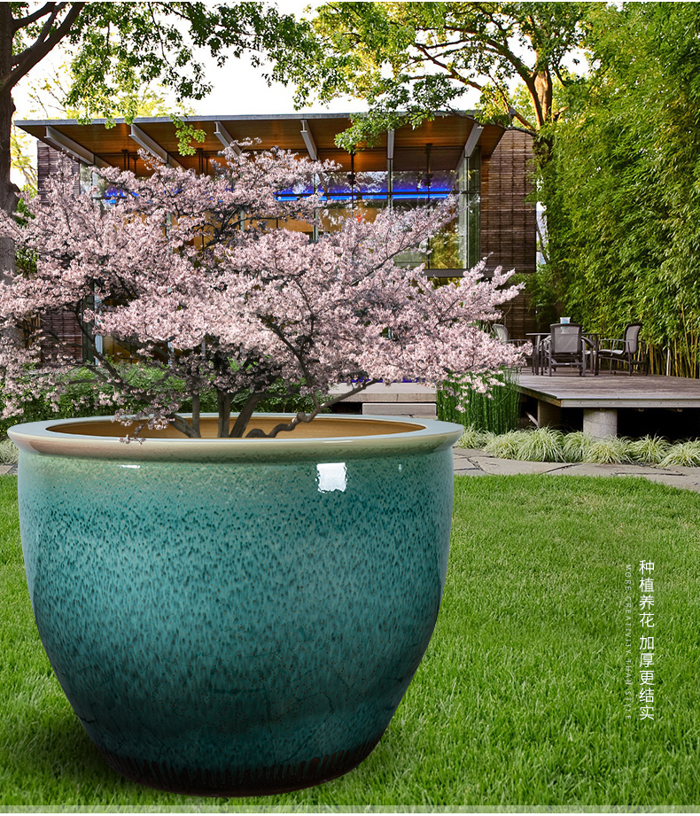 Jingdezhen ceramic flower pot water lily always LianHe basin of cycas garden villa flowers flowers cylinder goldfish bowl furnishing articles to plant trees