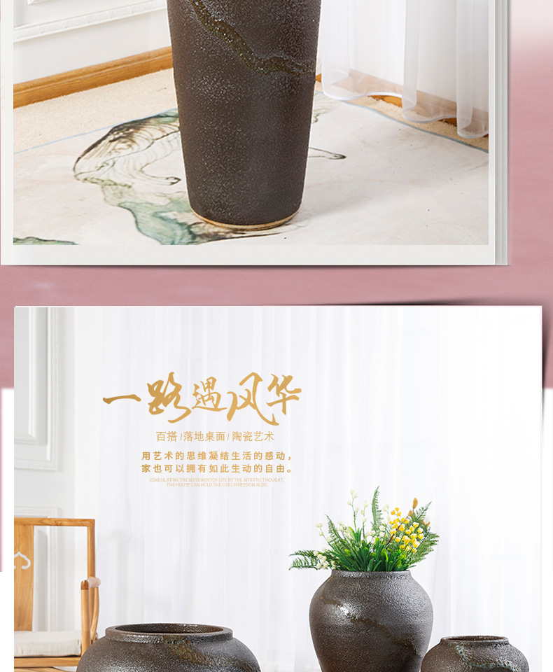 Dried flower vases, pottery jingdezhen ceramic flower implement restoring ancient ways is the sitting room porch flower arranging coarse pottery combination furnishing articles ornaments