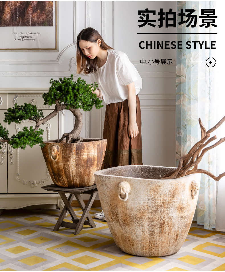 Water lily lotus basin ceramic cylinder tank cycas bonsai pot plant trees goldfish bowl king garden hotel furnishing articles