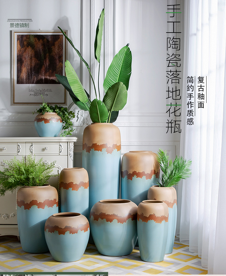 Jingdezhen ceramic sitting room of I and contracted creative home for dry flower POTS decorative vase furnishing articles be born