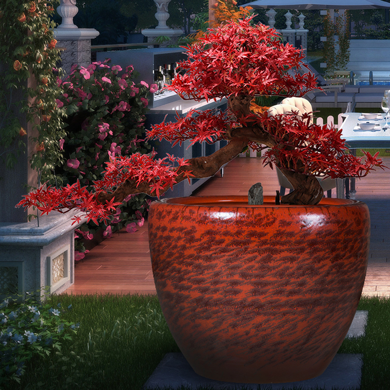Jingdezhen ceramic basin of koi fish tank to raise the tortoise cylinder cylinder water lily lotus bowl lotus cylinder oversized living room furnishing articles