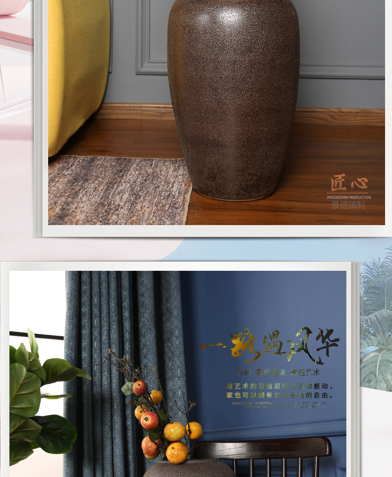 Dried flower vases, jingdezhen ceramic household is suing furnishing articles sitting room TV cabinet decoration to the hotel retro pottery flower arrangement