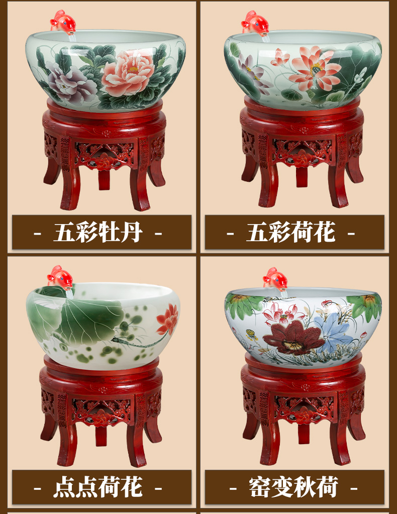 Jingdezhen household aquarium water apparatus furnishing articles adornment feng shui plutus fountain tortoise cylinder creative gifts of new Chinese style