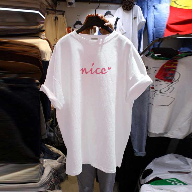 Pure Cotton Summer White Short-Sleeved T-Shirt for Women 2026 New Loose Korean Style Large Size Round Neck Letter Base Shirt Top